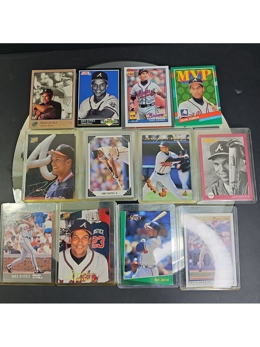 Dave Justice Set Of 12 Baseball Cards As Shown. Nice Collector Condition